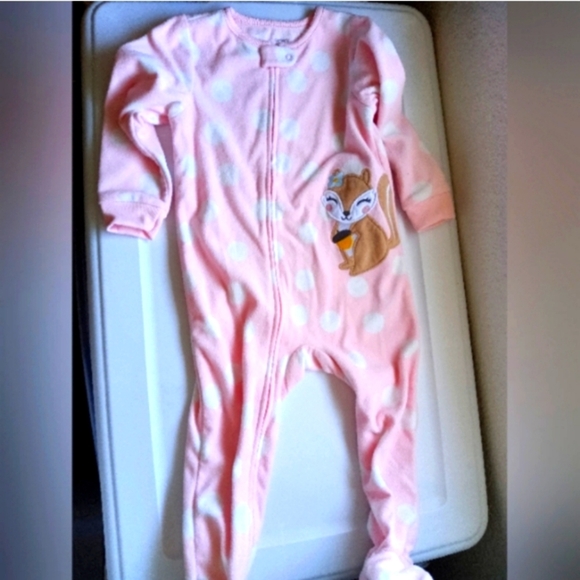 Carter's Other - Carter's Super Soft Fleece Feet Polka Dot/Squirrel Pajamas
